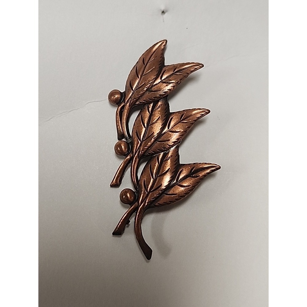 Vintage Bell Copper Solid Copper Six Leaf Brooch Pin